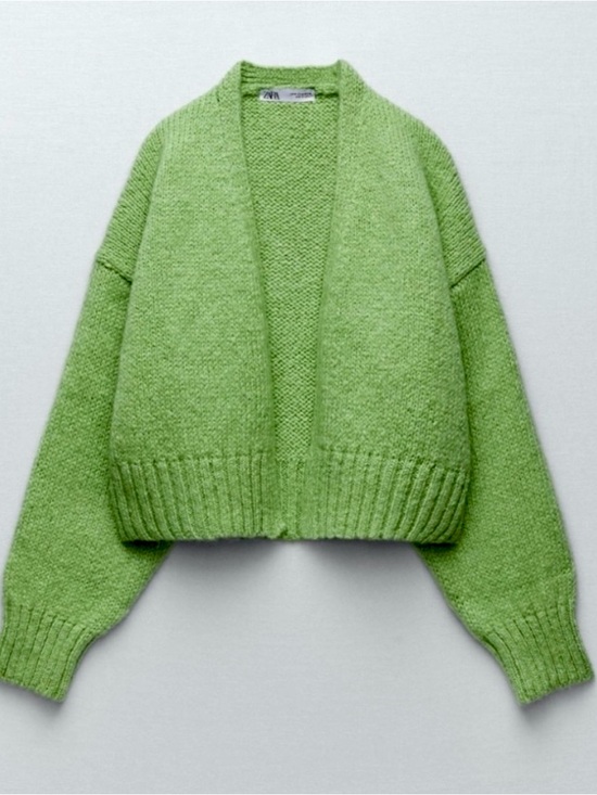 Zara Sweaters - ZARA Lime Green Open-Front Cropped Cardigan💚❤️
